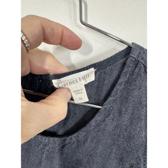 Garnet Hill Linen Sleeveless A Line Dress Raw Hem Pockets Women's 4 Minimalist - Picture 4 of 12